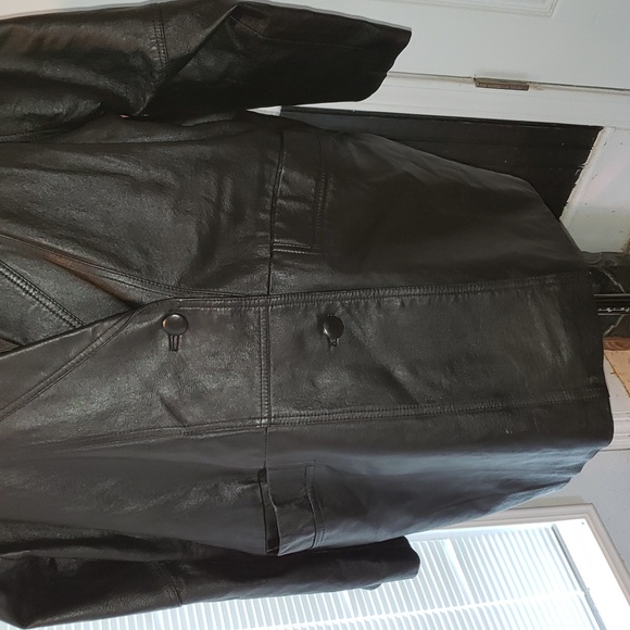 FF TRIBECA STUDIO 2XL LEATHER THREE-QUARTER LENGTH BLACK JACKET COAT - Picture 3 of 11